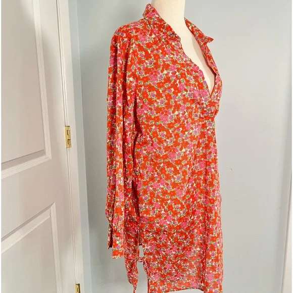 J.Crew Cotton voile tunic cover-up with side ties in brilliant blooms si… - Picture 6 of 14